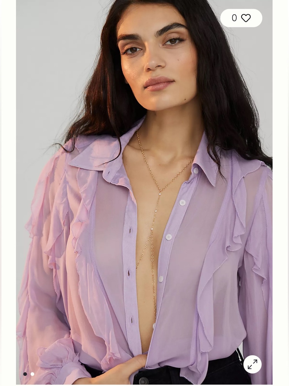 Anthropologie Maeve Ruffled Buttondown Sheer Blouse Top Lilac 1X